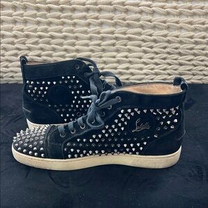 Christian Louboutin Black Studded Sneakers Suede High Top